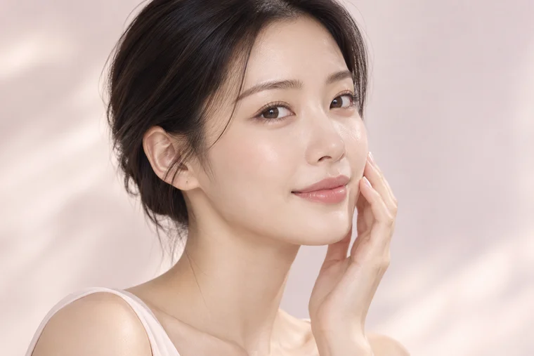 탄력 있는 볼과 턱선을 표현한 AI 연출 이미지