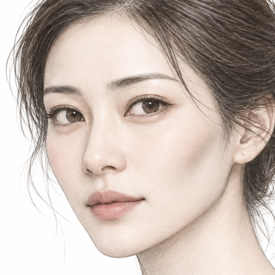얼굴 볼륨 안내용 오목한 옆볼 형태 스케치